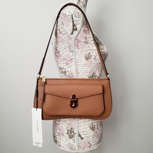 NWT Calvin Klein Lock Caramel Shoulder Bag